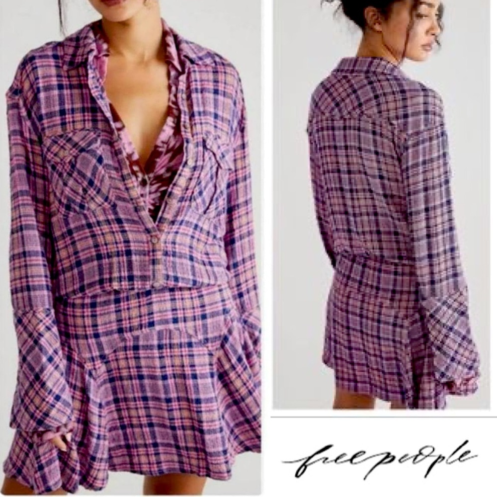 Free People Purple Plaid Dress